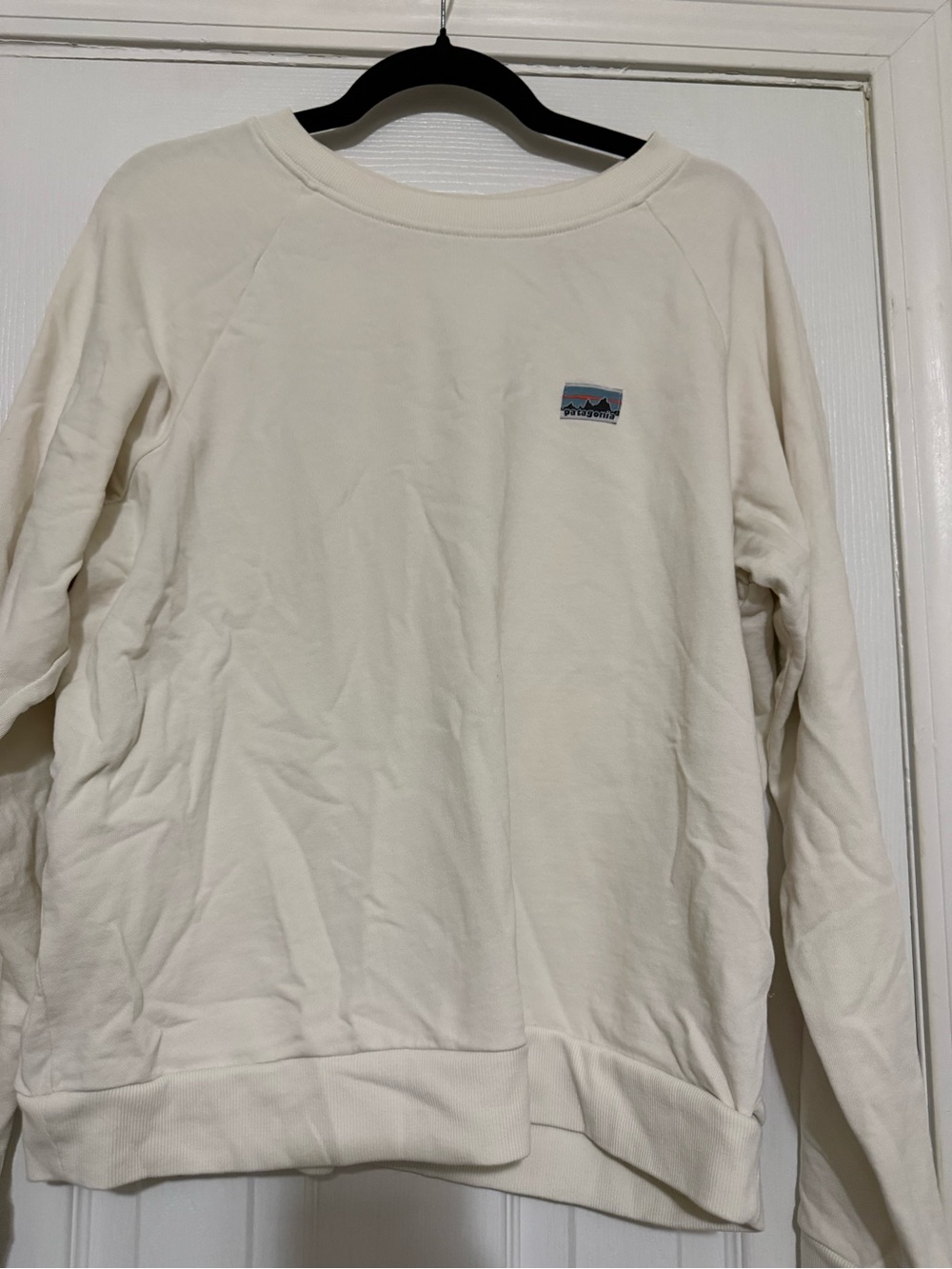 Patagonia Cream Crewneck Sweatshirt with Small Chest Patch